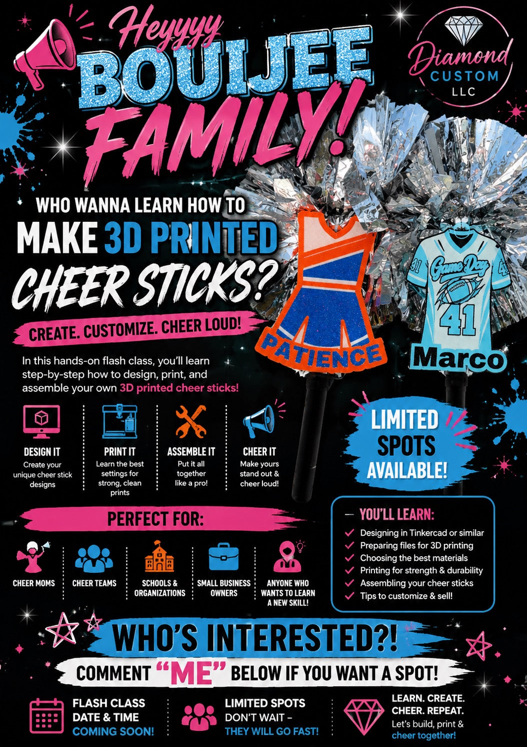 CHEER STICK CLASS (AUG/19/2026) 7PM EST