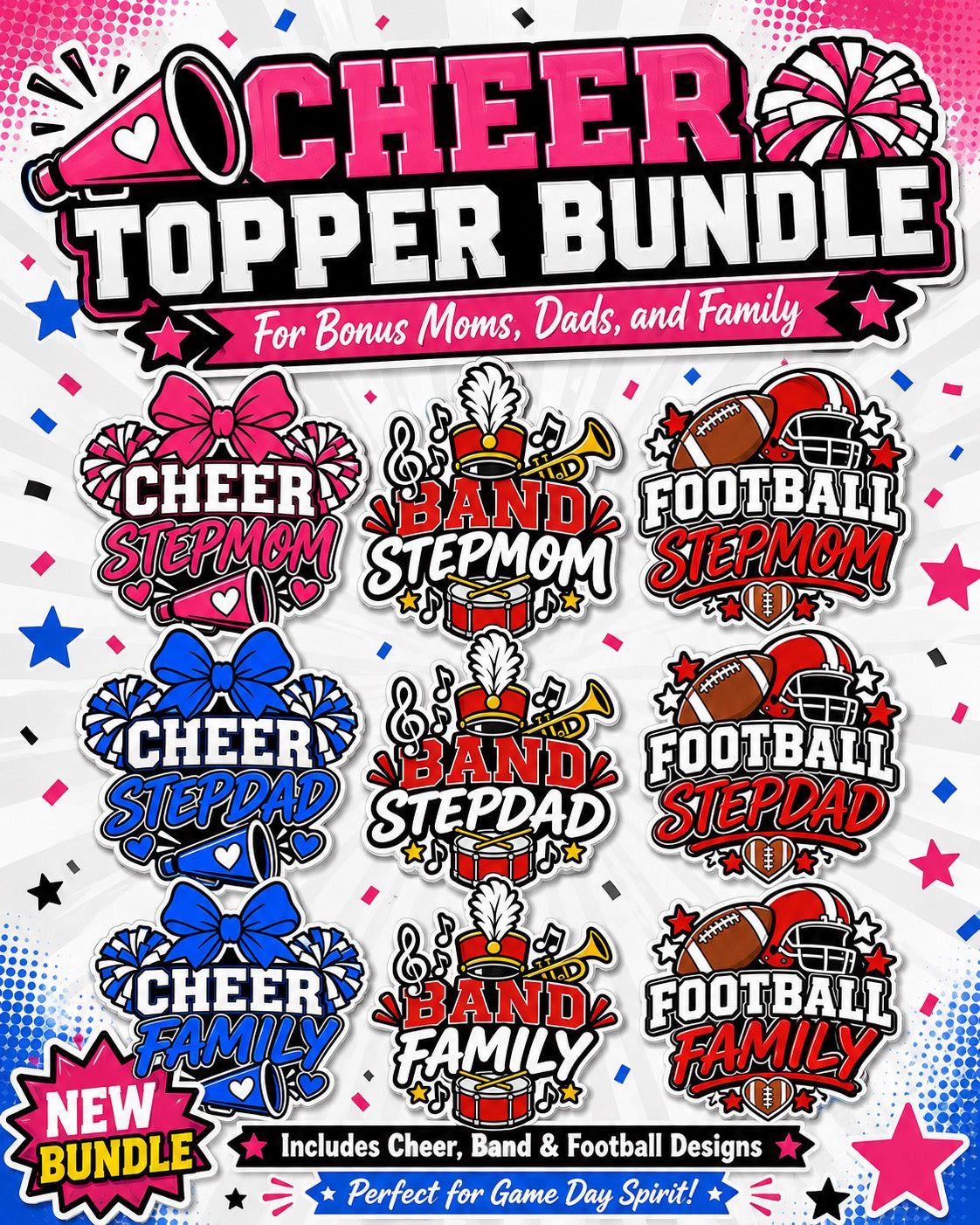 Cheer Toppers Bundle 4 3mf files