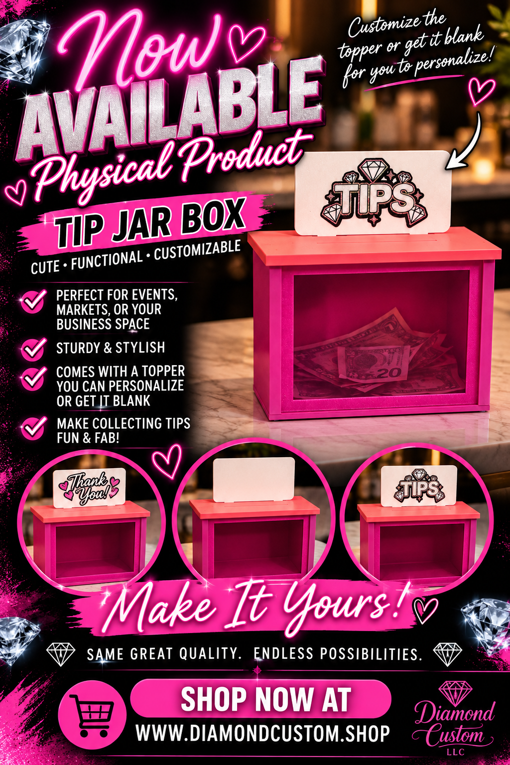 💎 Custom 3D Printed Tip Jar Box