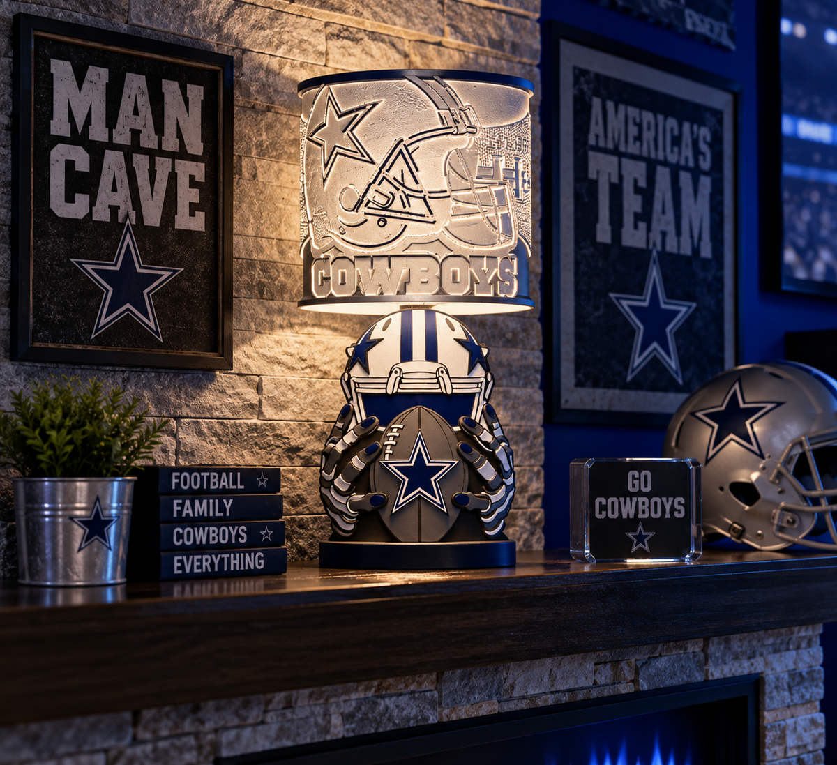 Dallas Cowboys 3D Lamp – Digital 3MF File with Shade