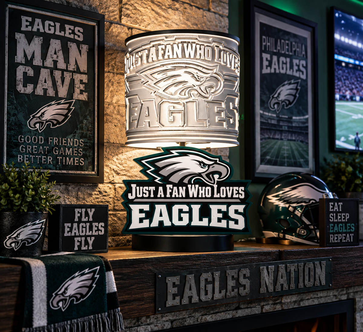 Just A Eagles Fan Lamp w/shade