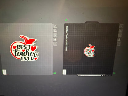 🍎 Best Teacher Ever – Pencil Box & Badge Reel Topper 3MF Digital File