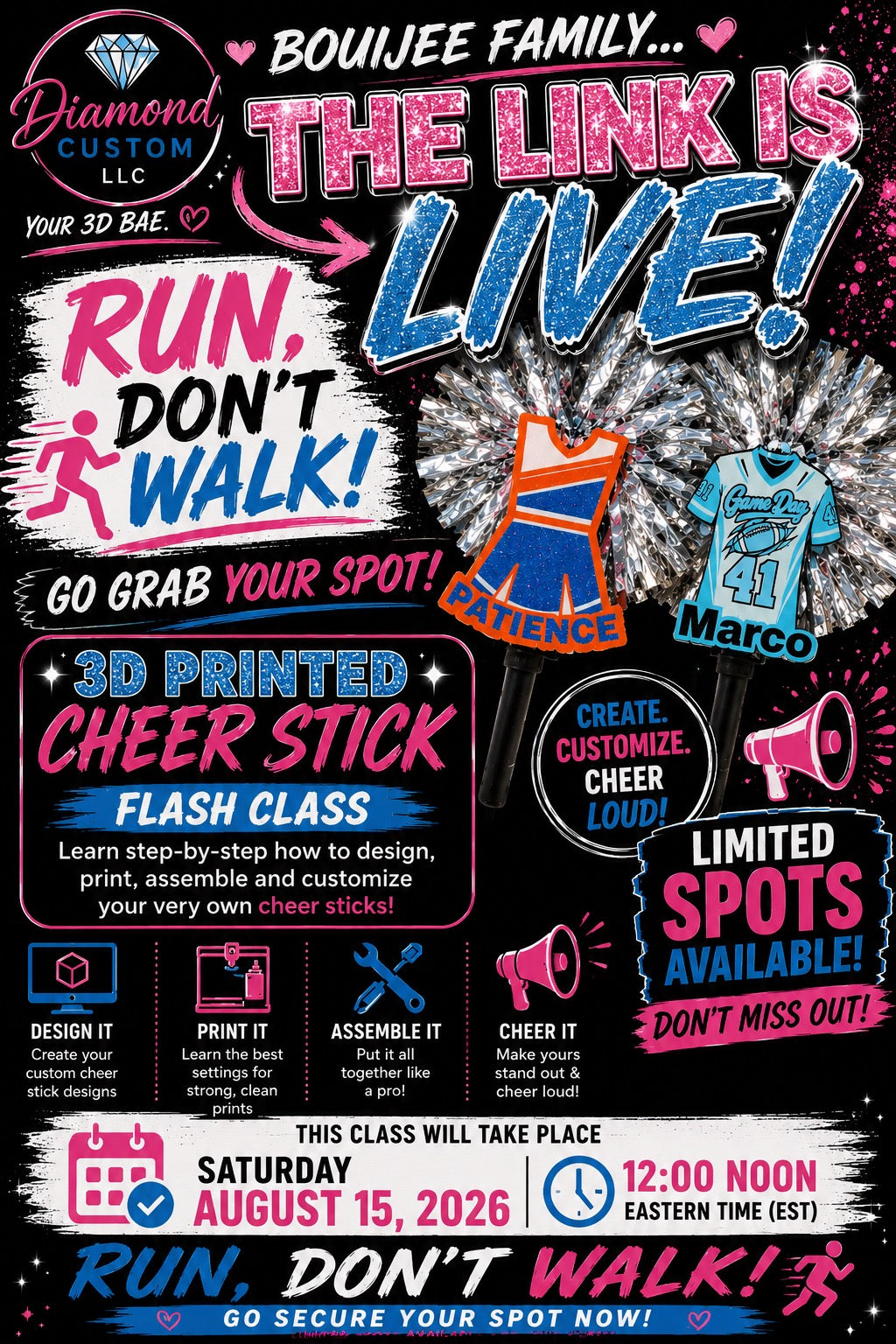 CHEER STICK CLASS (AUG/15/2026) 12 PM EST