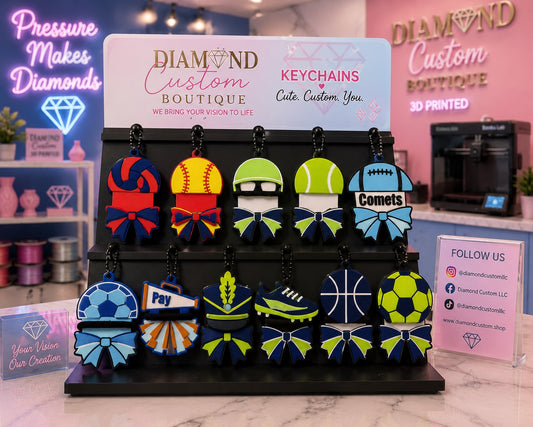 🏆 Sports Bow Hair Tie Holder Keychain